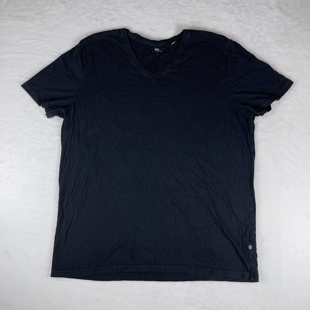 Adriano Goldschmied T-Shirt Mens Large Black Solid V-Neck Short Sleeve Pullover